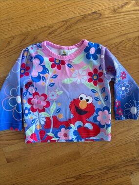 Sesame Street Elmo Floral Long Sleeve PJ Top - Pink & Blue